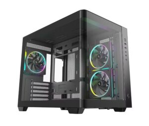 DeepCool CG330U 3F Panoramic Curved Glass Dual Chamber Micro-ATX Case - Black