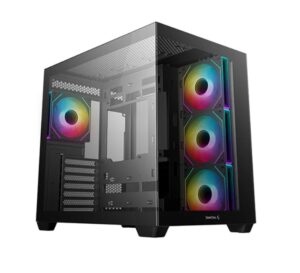 DeepCool CG530 4F ATX Case, Tempered Glass, 4 Pre-Installed Fans, USB3.0×2, Gen2 Type-C x1, Audio/Mic×1, Cable, Supports Rear Connector