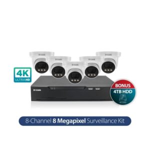 D-Link Vigilance Surveillance Kit with 8CH NVR and Five 8MP Turret Cameras (4TB HDD included)