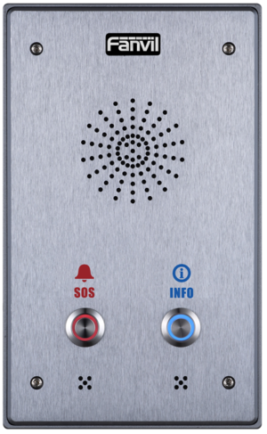 Fanvil I12D 2 Outdoor Audio Intercom, 2 SIP Lines, 2 Button, 2 SIP Lines, PoE, Full-duplex speakerphone, AIO: door access, intercom and paging service