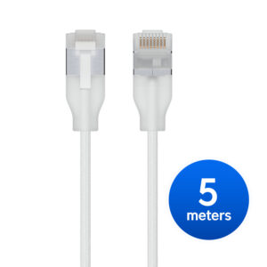 Ubiquiti UniFi Premium Ultra-Thin Braided Cat6A Patch Cable - 5m, White