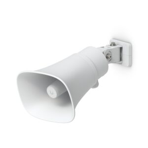 Ubiquiti AI Horn Speaker, White, All-weather PoE 120 dB Horn Speaker With Advanced AI Alert Functionality&Versatile Wall, Corner,Pole Mounting Options